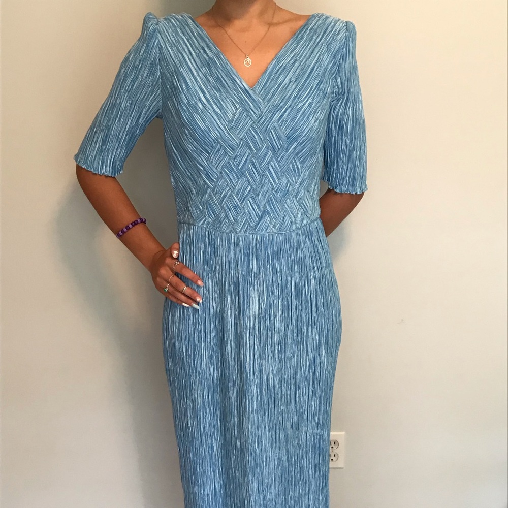 Custom Blue Silk Dress